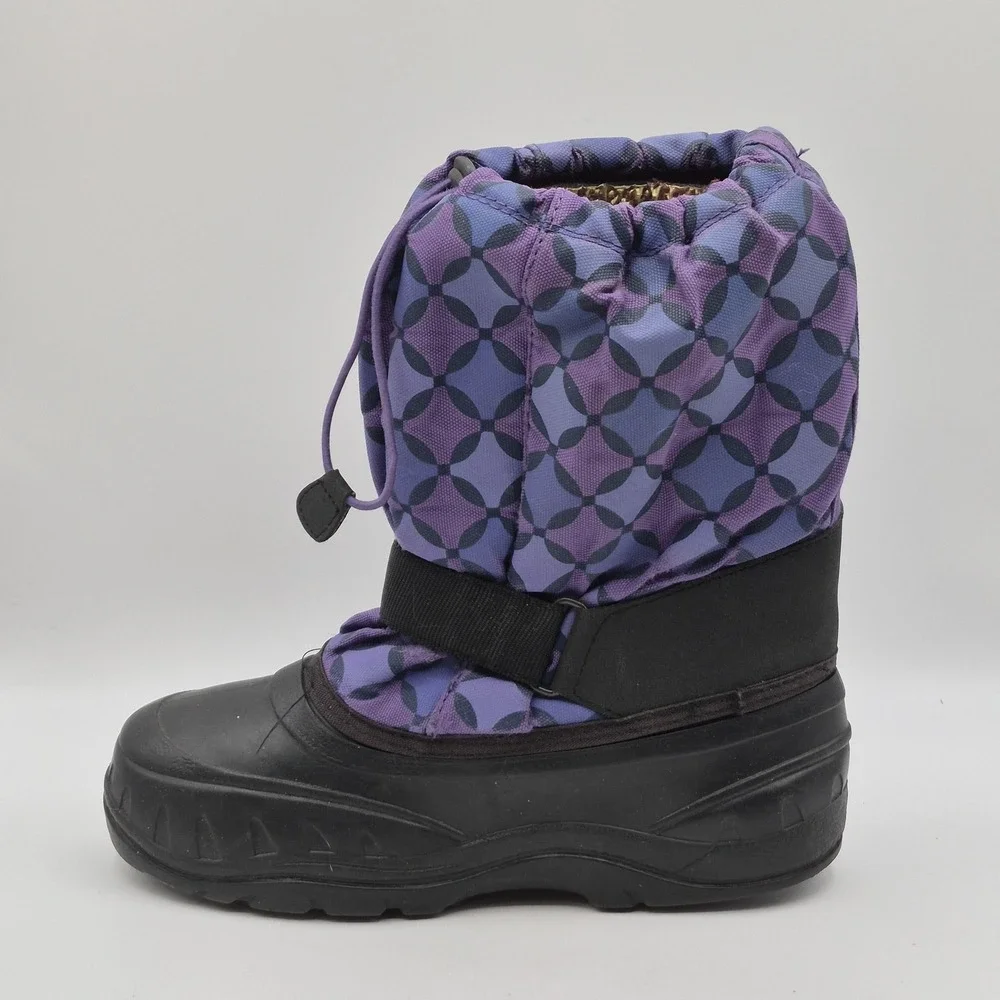 Kamik Snow Boots Youth Size 6 Purple‎ Black Winter Waterproof Drawstring Strap